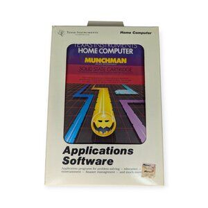 Vintage Texas Instruments TI99/4A Home Computer Game Munchman w/Box & Cartridge